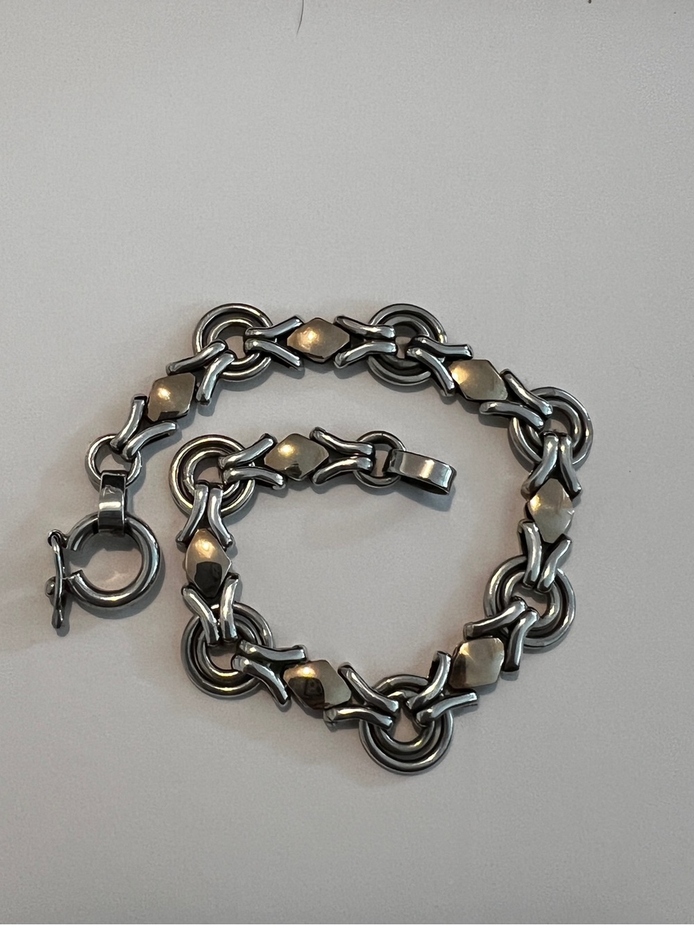 Heavy Vintage 950 Silver with Solid 18k links Bracelet with Box